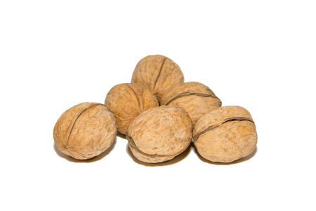 Close-up of walnut. On white background. Isolated.の写真素材