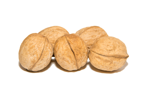 Close-up of walnut. On white background. Isolated.の写真素材
