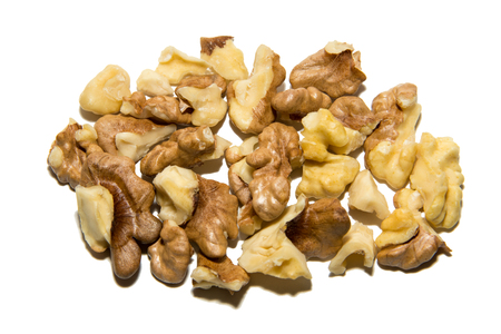 Close-up of walnut. The fruits of walnut. On white background. Isolated.の写真素材