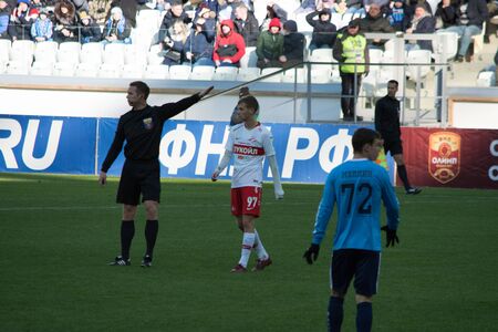 Volgograd, Russia. March 3, 2019. FC Rotor Volgograd vs FC Spartak-2. The Stadium "Arena". FNL. Editorial license.のeditorial素材