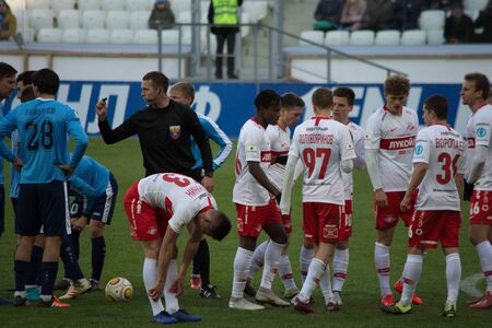 Volgograd, Russia. March 3, 2019. FC Rotor Volgograd vs FC Spartak-2. The Stadium "Arena". FNL. Editorial license.のeditorial素材