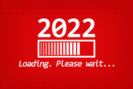 Greeting Card. Countdown to 2022. Red and White. Minimalism.の写真素材