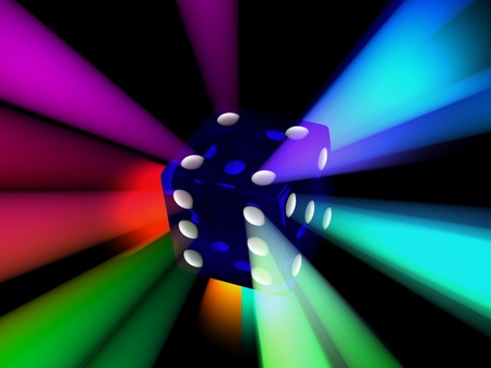dice with rays from all sides