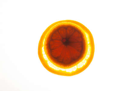 Close up two orange slices with backlite. macro photoの写真素材