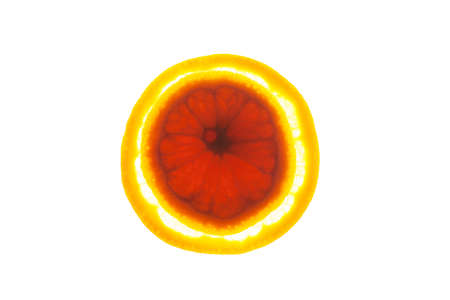 Close up two orange slices with backlite. macro photoの写真素材