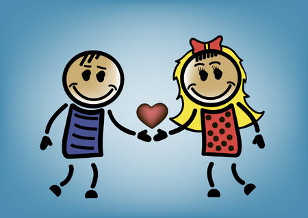 woman and man with a heartのイラスト素材