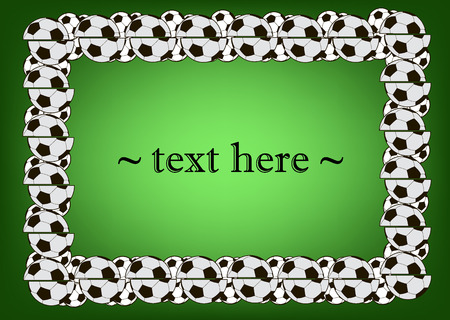 frame with soccer balls on a green backgroundのイラスト素材