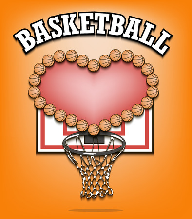 Love and basketball. heart of ball. illustrationのイラスト素材