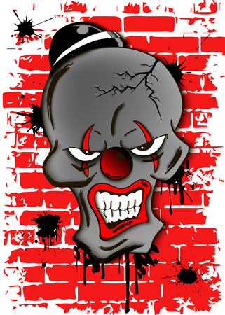 Skull of a dead evil clown in hat.のイラスト素材