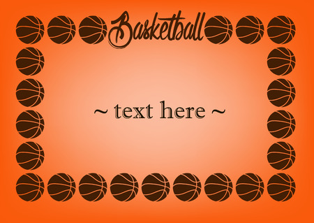 frame with basketball on a orange background. Vector illustrationのイラスト素材