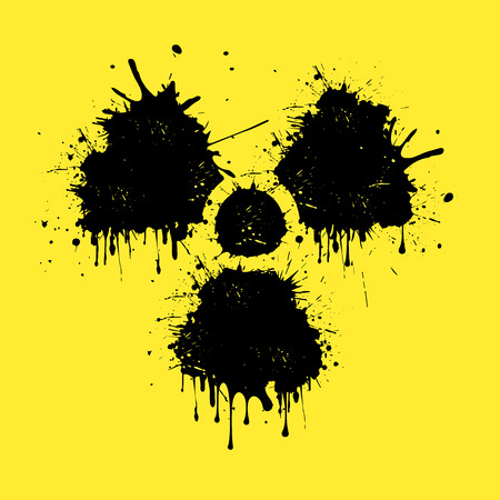 sign of radiation from blots on a yellow background. Vector illustrationのイラスト素材
