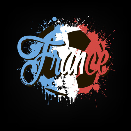 Abstract soccer ball painted in the colors of the France flag. Vector illustrationのイラスト素材
