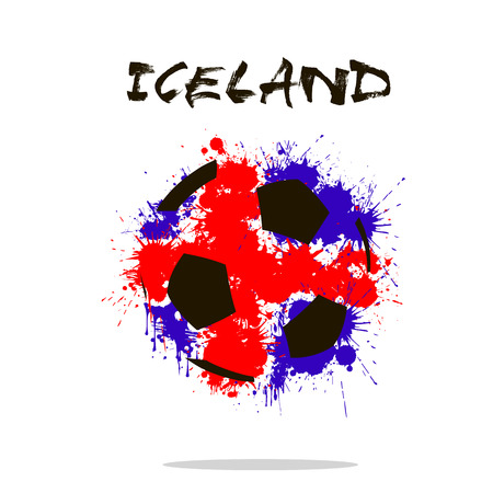 Abstract soccer ball painted in the colors of the Iceland flag. Vector illustrationのイラスト素材