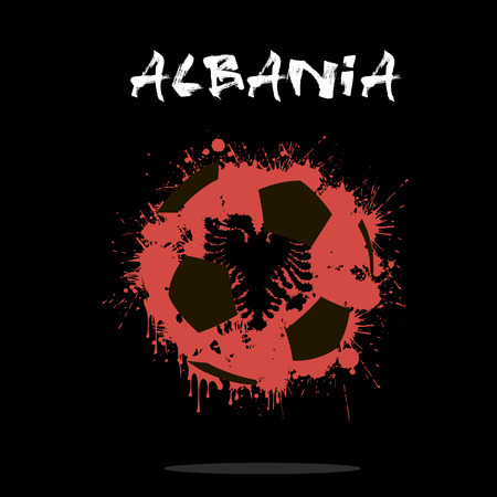 Abstract soccer ball painted in the colors of the Albania flag. Vector illustrationのイラスト素材