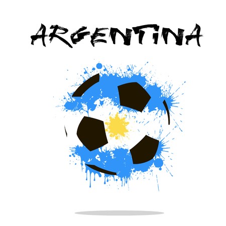 Abstract soccer ball painted in the colors of the Argentina flag. Vector illustrationのイラスト素材