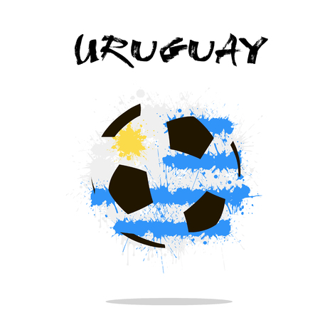 Abstract soccer ball painted in the colors of the Uruguay flag. Vector illustrationのイラスト素材