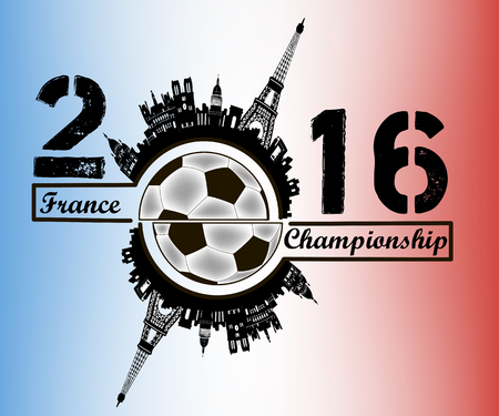 Football Championship 2016 against the background of France architecture.のイラスト素材