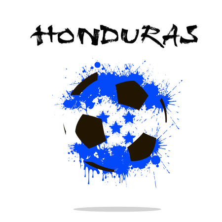 Abstract soccer ball painted in the colors of the Honduras flag. Vector illustrationのイラスト素材