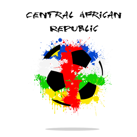 Abstract soccer ball painted in the colors of the Central African Republic flag. Vector illustrationのイラスト素材