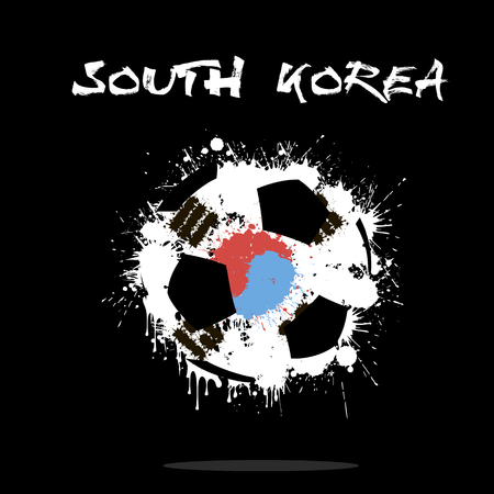 Abstract soccer ball painted in the colors of the South Korea flag. Vector illustrationのイラスト素材
