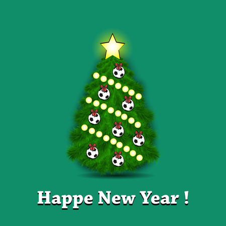 Christmas tree and soccer ballsのイラスト素材