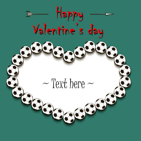 Valentines Day and Frame from soccer ballsのイラスト素材