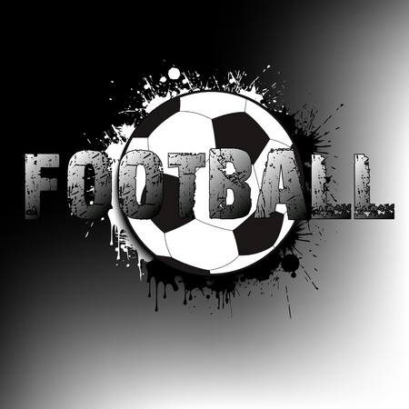 Banner a soccer ball on a background of blots of paint. The inscription football. Vector illustrationのイラスト素材