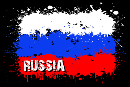Flag of Russia from blots of paint in grunge style. Vector illustrationのイラスト素材
