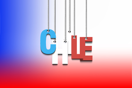 The word Chile hang on the ropes. Vector illustrationのイラスト素材