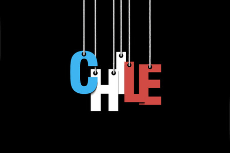 The word Chile hang on the ropes. Vector illustrationのイラスト素材