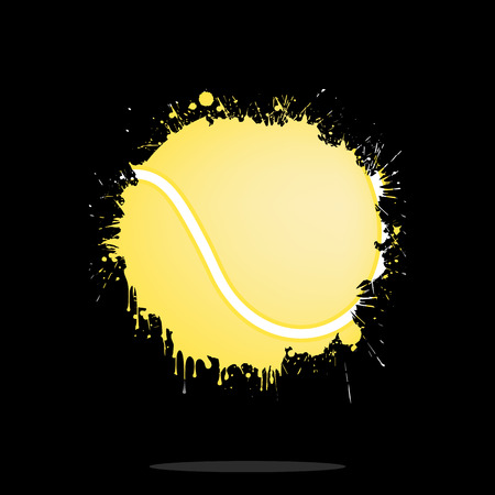 Background abstract tennis ball from blots. Grunge style. Vector illustrationのイラスト素材