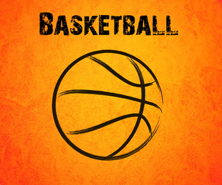 Abstract basketball drawn on a orange background. Grunge style. Vector illustrationのイラスト素材