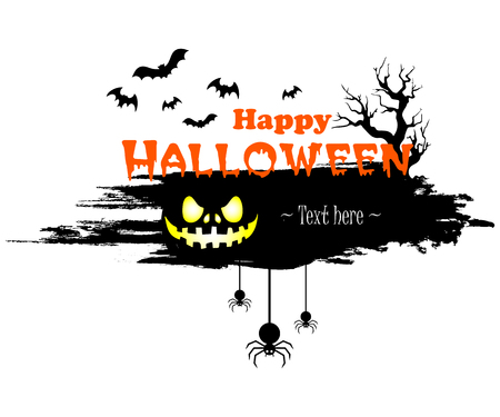 Banner happy halloween on isolated background. Vector illustrationのイラスト素材