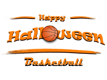 Banner happy halloween and tennis ball on isolated background. Vector illustrationのイラスト素材