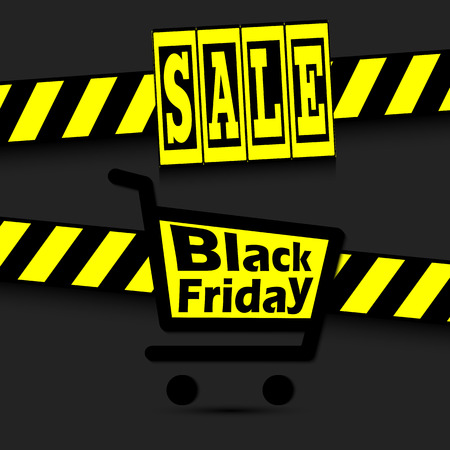 Black Friday banner. Black Friday Sale inscription template and basket. Vector illustrationのイラスト素材