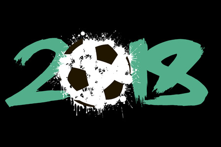 Abstract 2018 design with soccer ball blot vector illustration.のイラスト素材