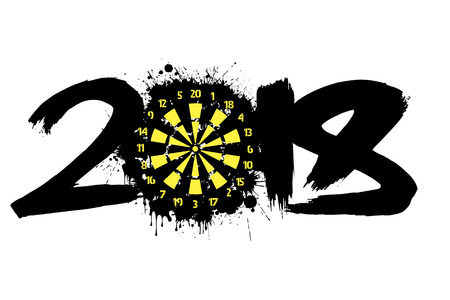 Abstract number 2018 and darts board blot. Vector illustrationのイラスト素材