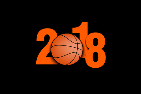 New Year numbers 2018 and basketball. Vector illustrationのイラスト素材