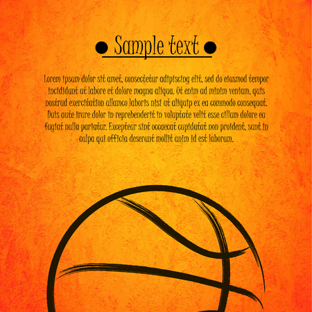 Basketball background. Basketball banner with basketball ball and text field on orange background. Vector illustrationのイラスト素材