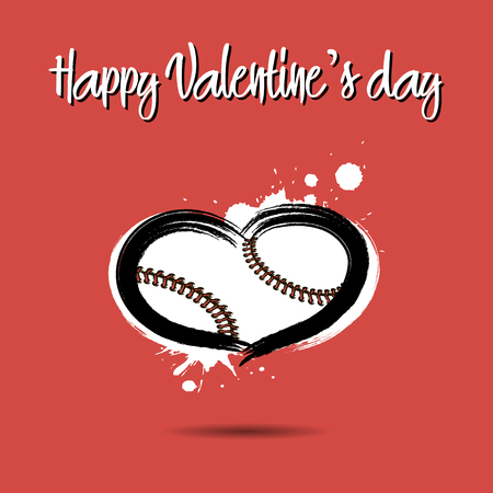Baseball ball shaped as a heart. Happy Valentines Day. Vector illustrationのイラスト素材