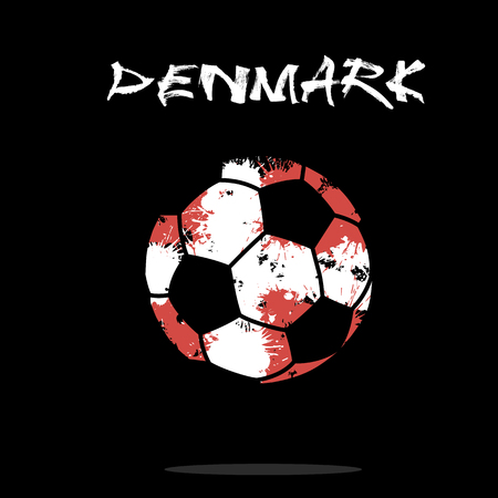 Abstract soccer ball painted in the colors of the Denmark flag. Vector illustrationのイラスト素材