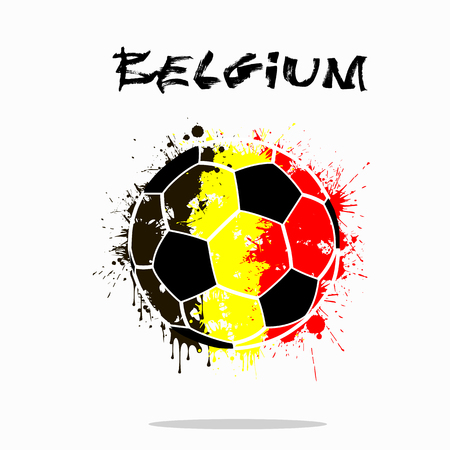 Abstract soccer ball painted in the colors of the Belgium flag. Vector illustrationのイラスト素材