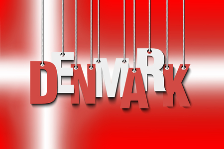 The word Denmark hang on the ropes. Vector illustration.のイラスト素材