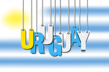 The word Uruguay hang on the ropes. Vector illustrationのイラスト素材