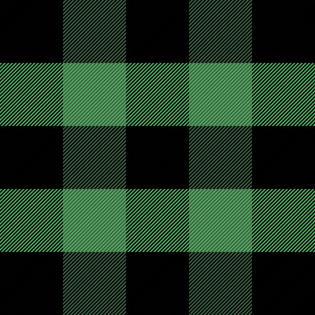 Lumberjack plaid. Scottish pattern in green and black cage. Scottish cage. Scottish checkered background in classic colors. Traditional scottish ornament. Seamless fabric texture. Vector illustrationのイラスト素材