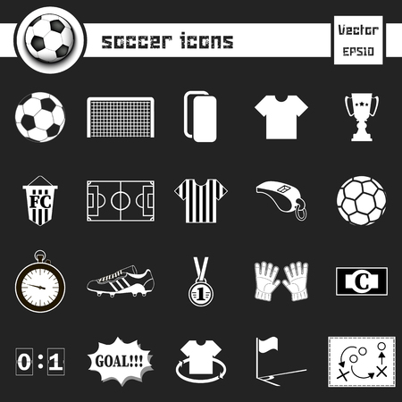 Soccer icons on isolated background. Football icons set. Vector illustrationのイラスト素材