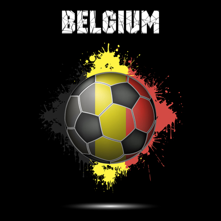 Abstract soccer ball painted in the colors of the Belgium flag. Vector illustrationのイラスト素材