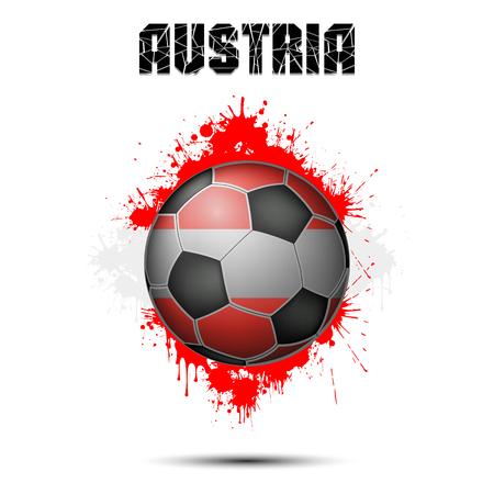 Abstract soccer ball painted in the colors of the Austria flag. Vector illustrationのイラスト素材