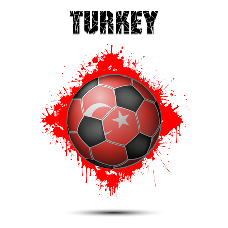 Abstract soccer ball painted in the colors of the Turkey flag. Vector illustrationのイラスト素材