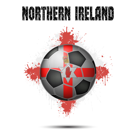 Abstract soccer ball painted in the colors of the Northern Ireland flag. Vector illustrationのイラスト素材